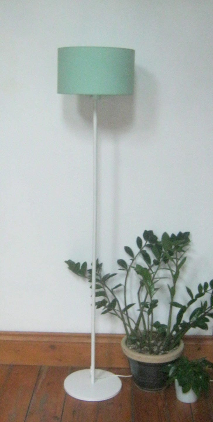 Abat-jour rond tissu uni vert anis / pâle / kaki pour pied de lampe, lampadaire ou suspension