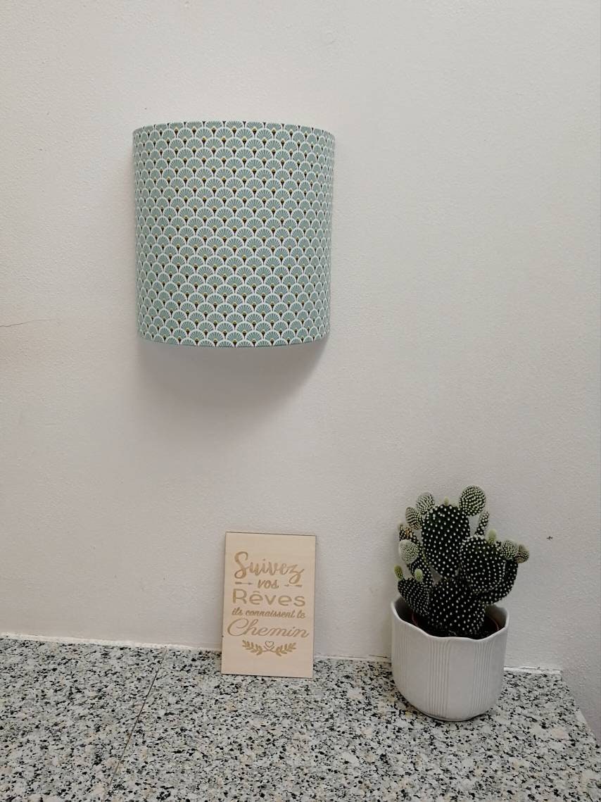 Applique murale demi-cercle design Éventails Bleu ciel, art déco fabriquée en France