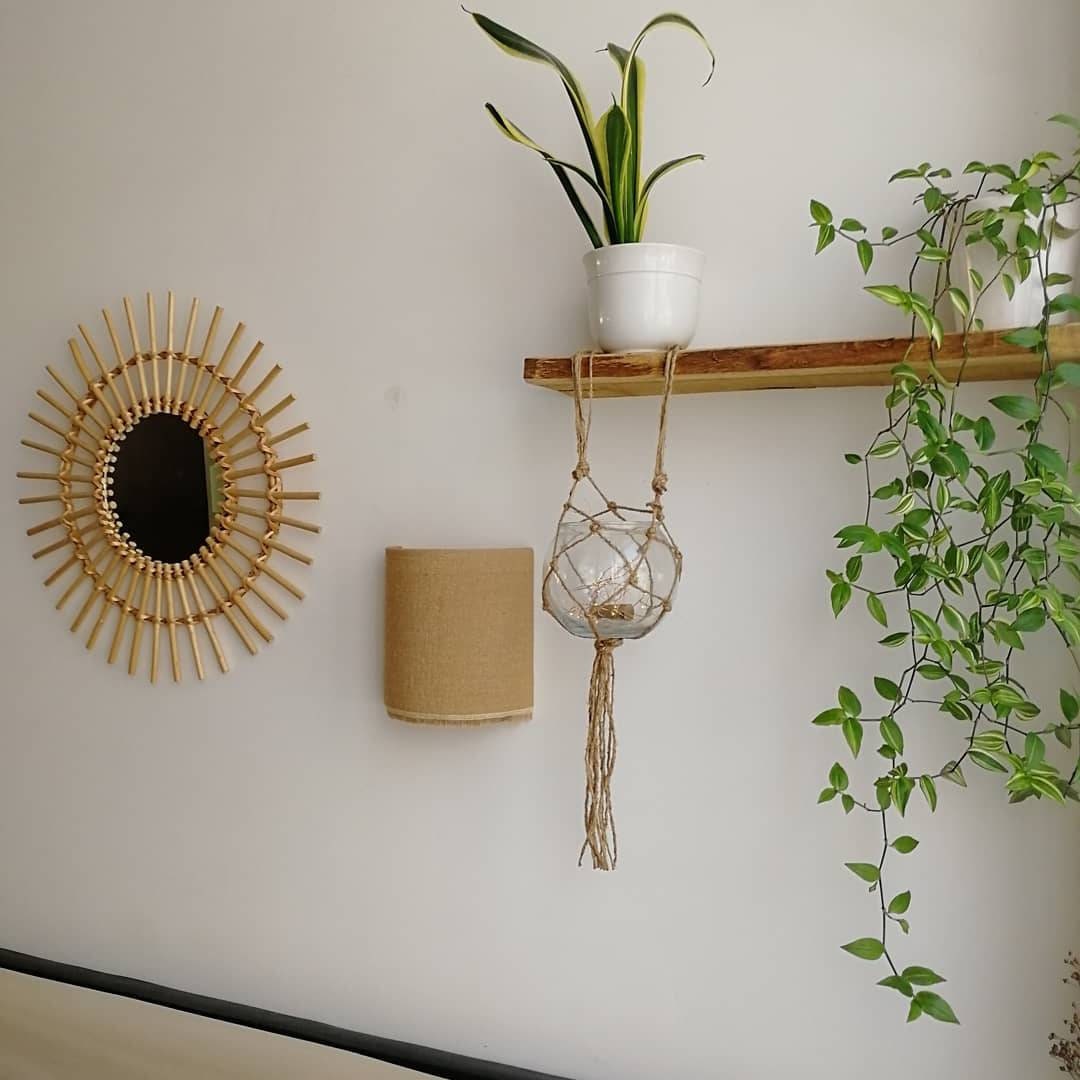 Applique murale demi-lune design Jute naturel à franges fabriquée en France décoration bohème tendance pour chambre salon séjour