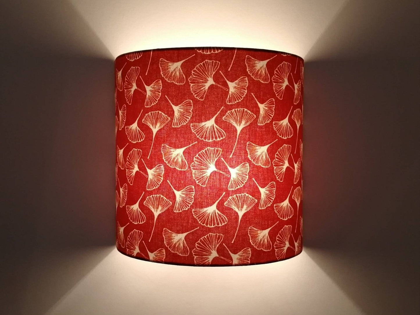 Applique murale demi-cercle, tissu imprimé orange, feuilles de gingko, tribal,Écailles, art déco pour chambre salon séjour entrée bureau