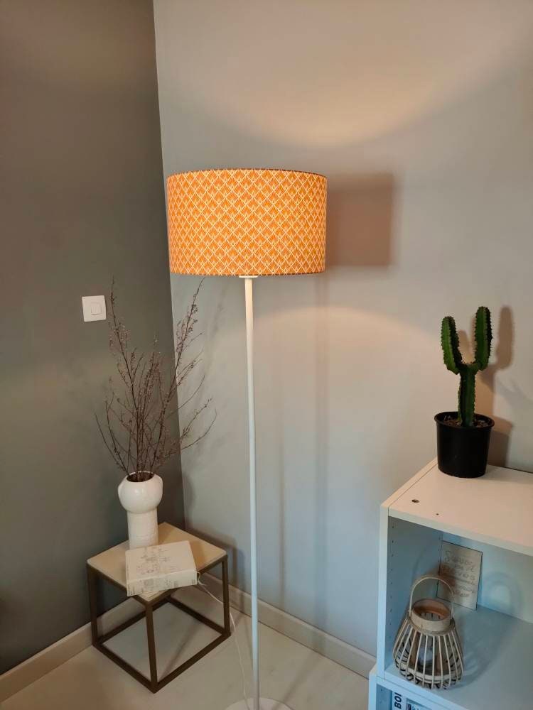 Abat-jour rond vintage ,Écailles inspiration art déco, pour pied de lampe/lampadaire jaune moi rouge vert kaki bleu ciel bleu marine noir