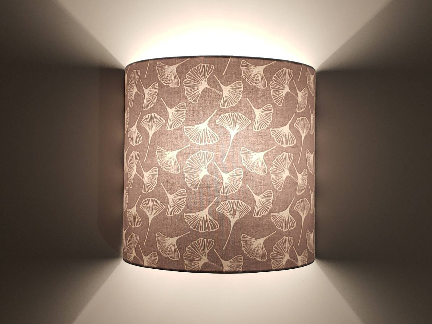 Applique murale demi-cercle, tissu imprimé , éventails, Asanoha, feuilles de gingko gris