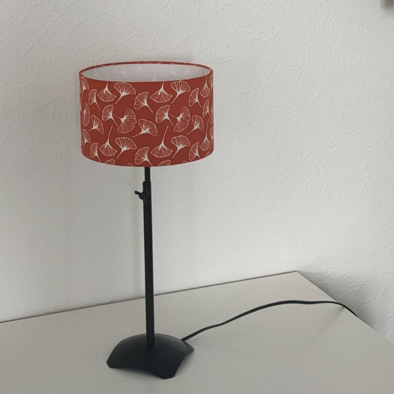 Abat-jour rond Gingko jaune orange vert gris pour suspension / lampe /lampadaire