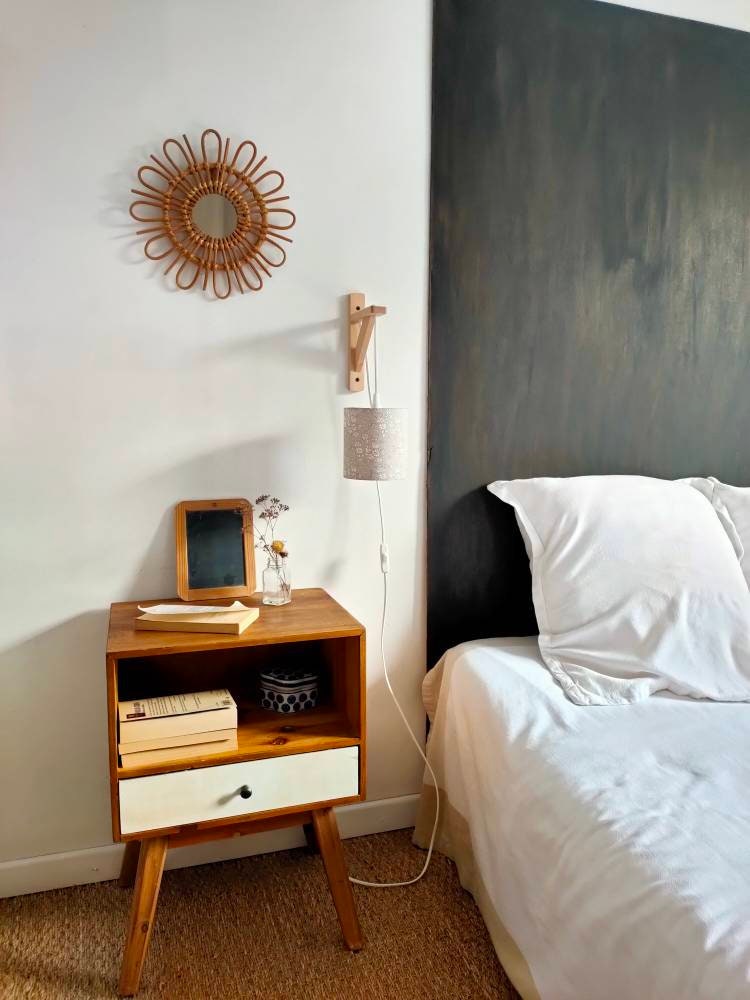 Applique murale équerre en bois de hêtre et abat-jour tissu imprimé liberty London Capel Jaune rose rouge bleu marine gris