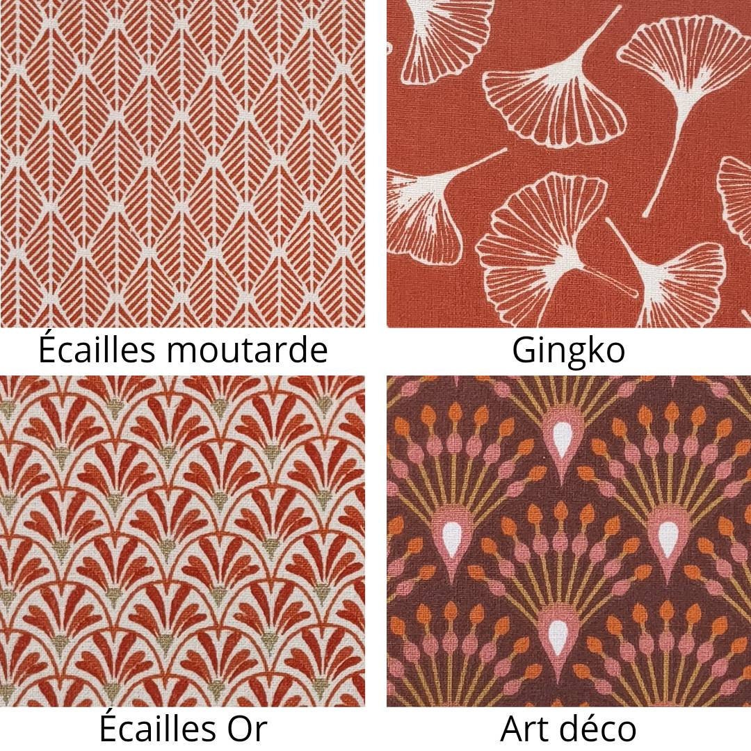 Applique murale demi-cercle, tissu imprimé orange, feuilles de gingko, tribal,Écailles, art déco pour chambre salon séjour entrée bureau