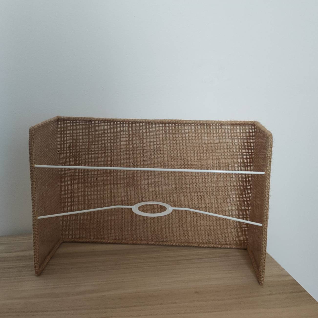 Applique murale rectangulaire design uni blanc /blanc cassé /écru beige en toile de lin et de coton
