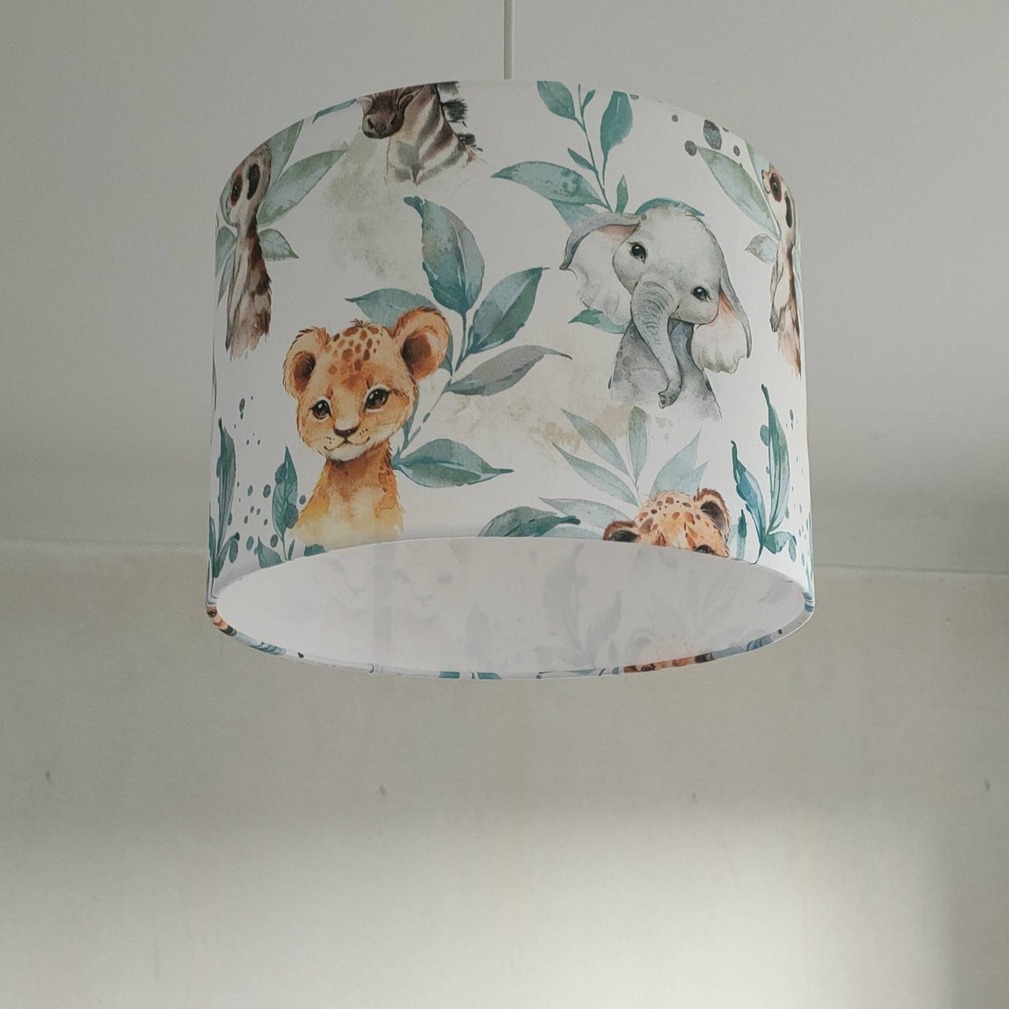 Suspension Savane Abat-jour rond tissu imprimé bébé / enfants pour chambre