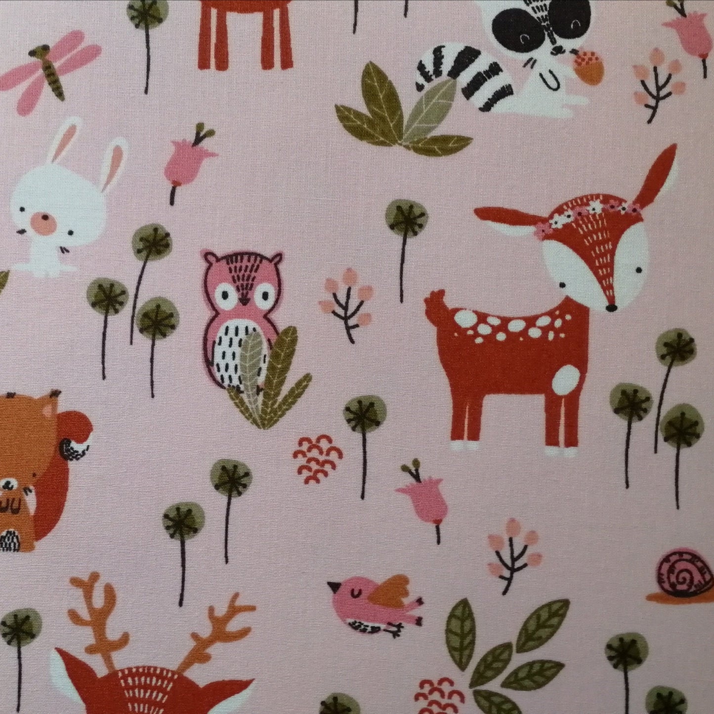 Suspension Animaux de la forêt rose rond tissu imprimé bébé / enfants pour chambre