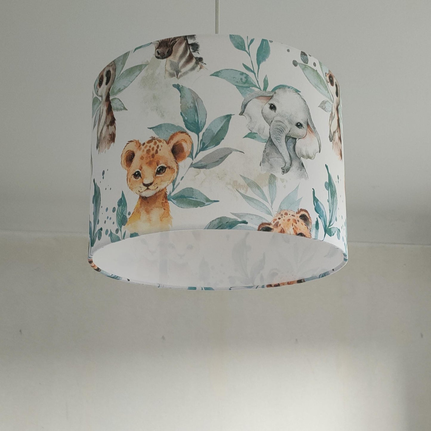 Suspension Savane Bleu bat-jour rond tissu imprimé bébé / enfants pour chambre suspension
