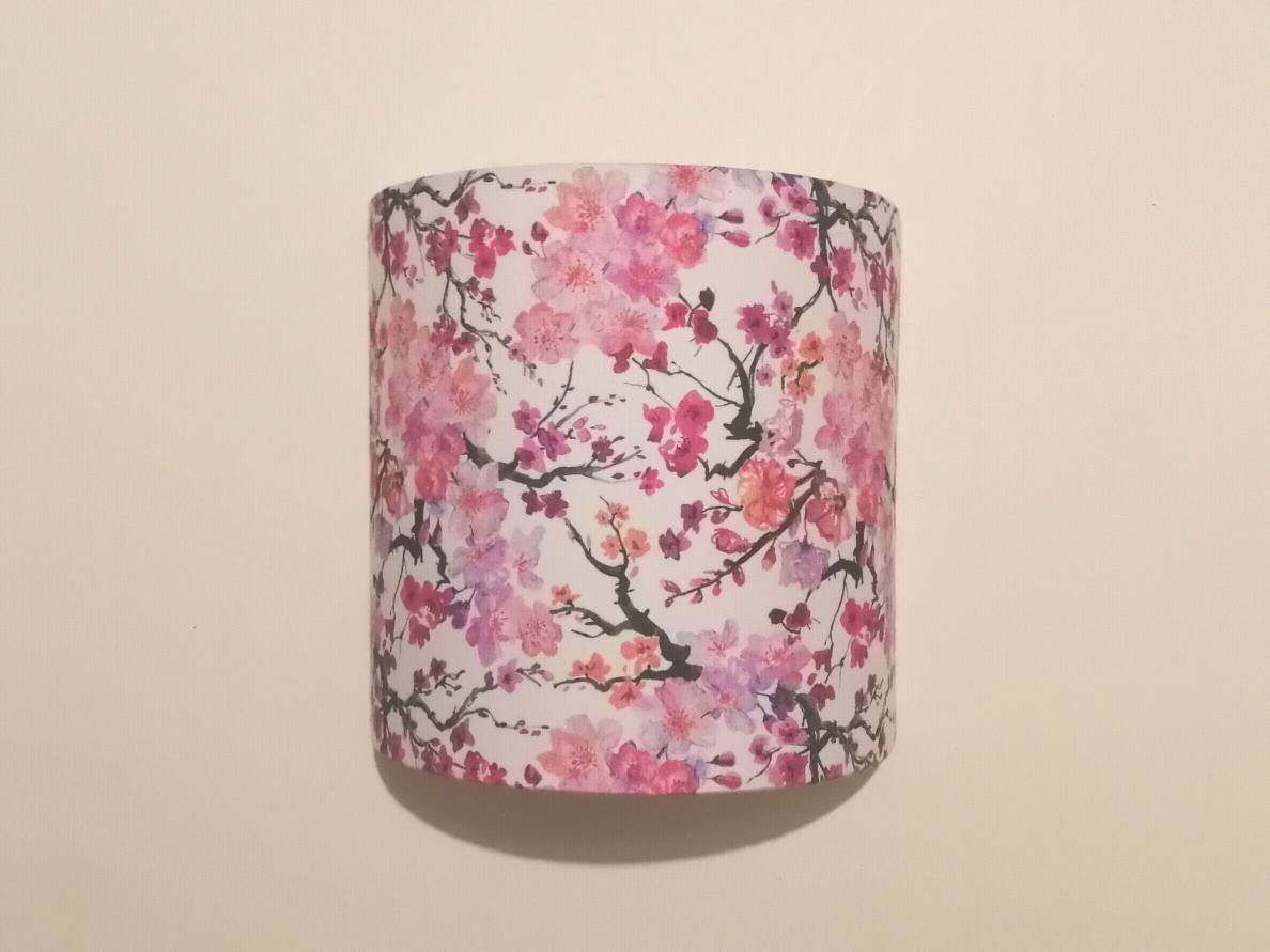 Applique murale demi-cercle tissu imprimé Japonais Cerisier en fleurs rose ou bleu