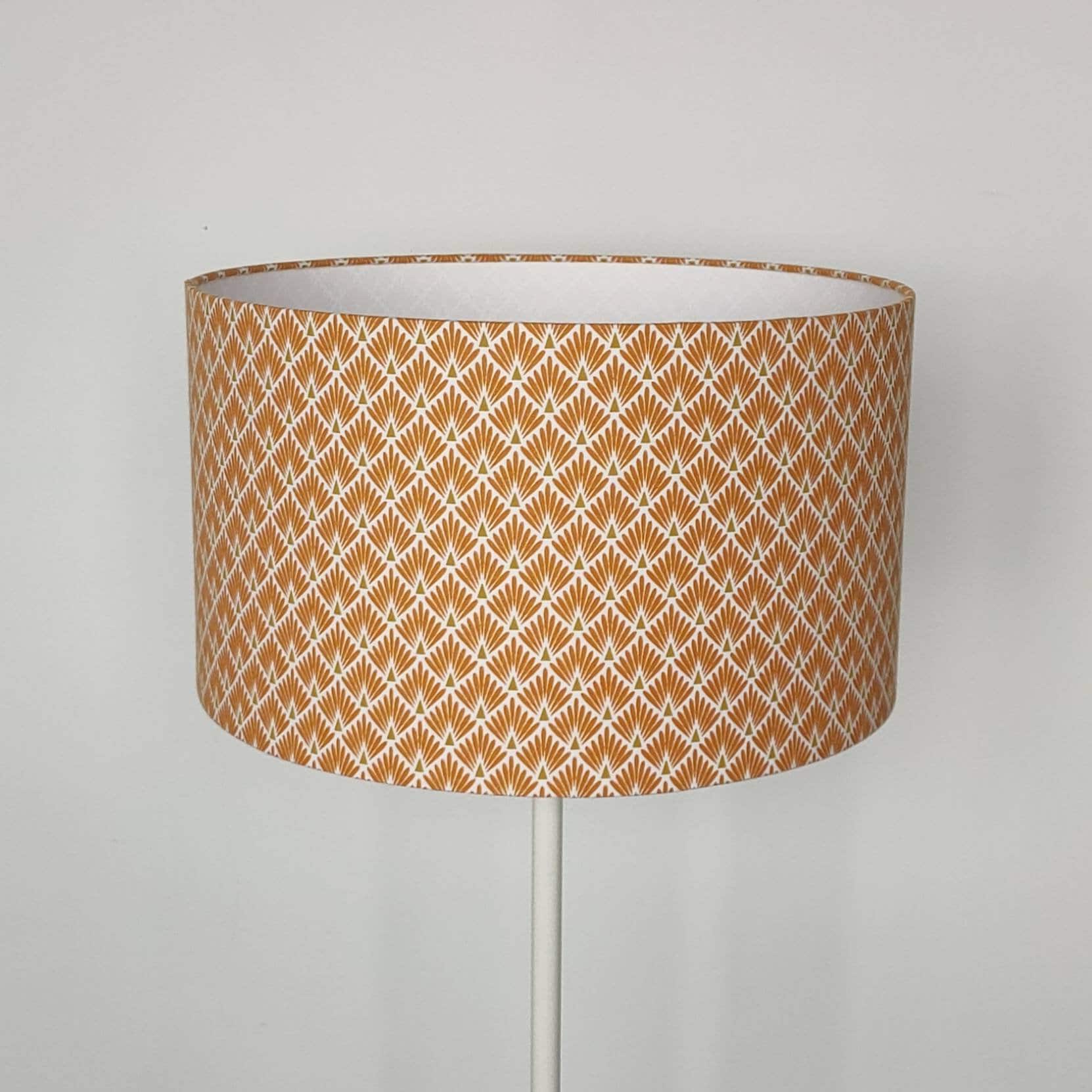 Abat-jour rond vintage , Écailles inspiration art déco, pour pied de lampe/lampadaire ou suspension jaune rose rouge bleu ciel marine noir