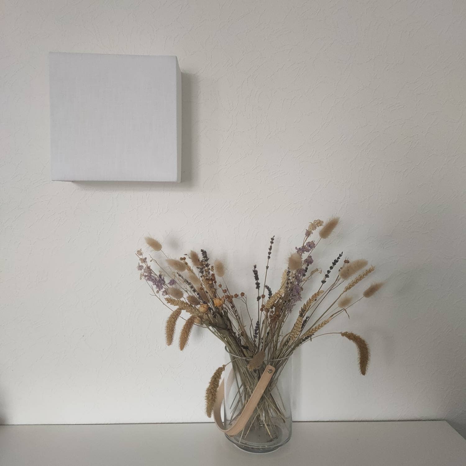 Applique murale carrée 20 ou 25 cm en tissu unie blanc / blanc cassé /écru beige en toile de lin et de coton