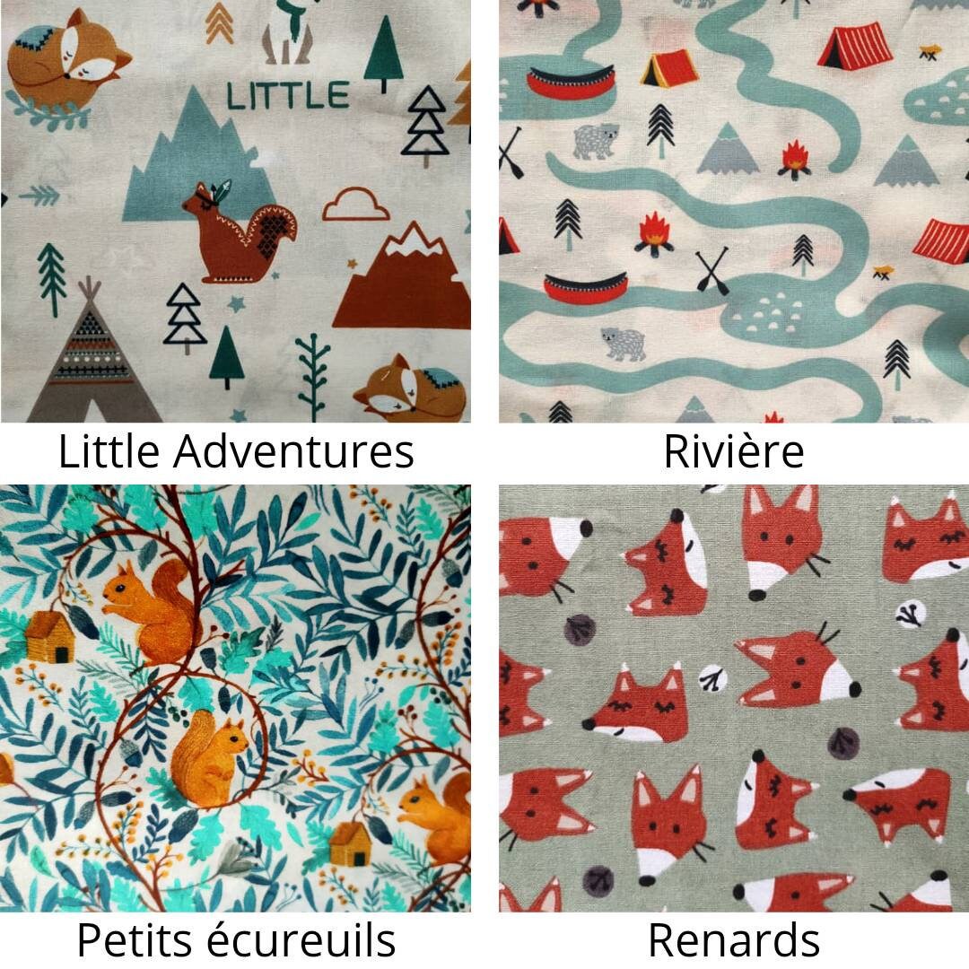 Applique murale demi-cercle, tissu imprimé bébé / enfants voitures voitures renards lapins dinosaures oiseaux tipis montagnes