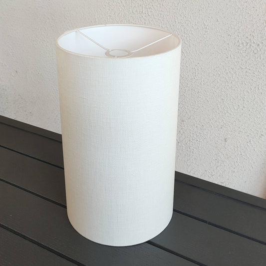 Abat-jour douille E14 opaque rond tube 12/15/18/20 cm en tissu blanc/blanc cassé/écru beige chiné