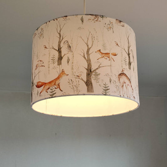 Suspension Forêt enchantée Abat-jour rond tissu imprimé bébé / enfants pour chambre