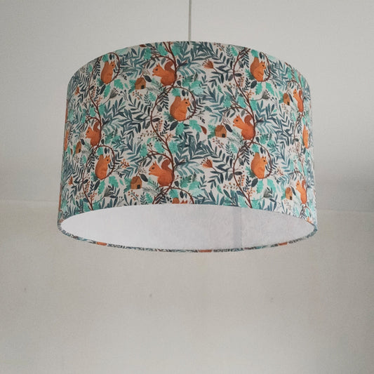 Abat-jour rond suspension tissu imprimé bébé / enfants Écureuils dans les nuages pour chambre