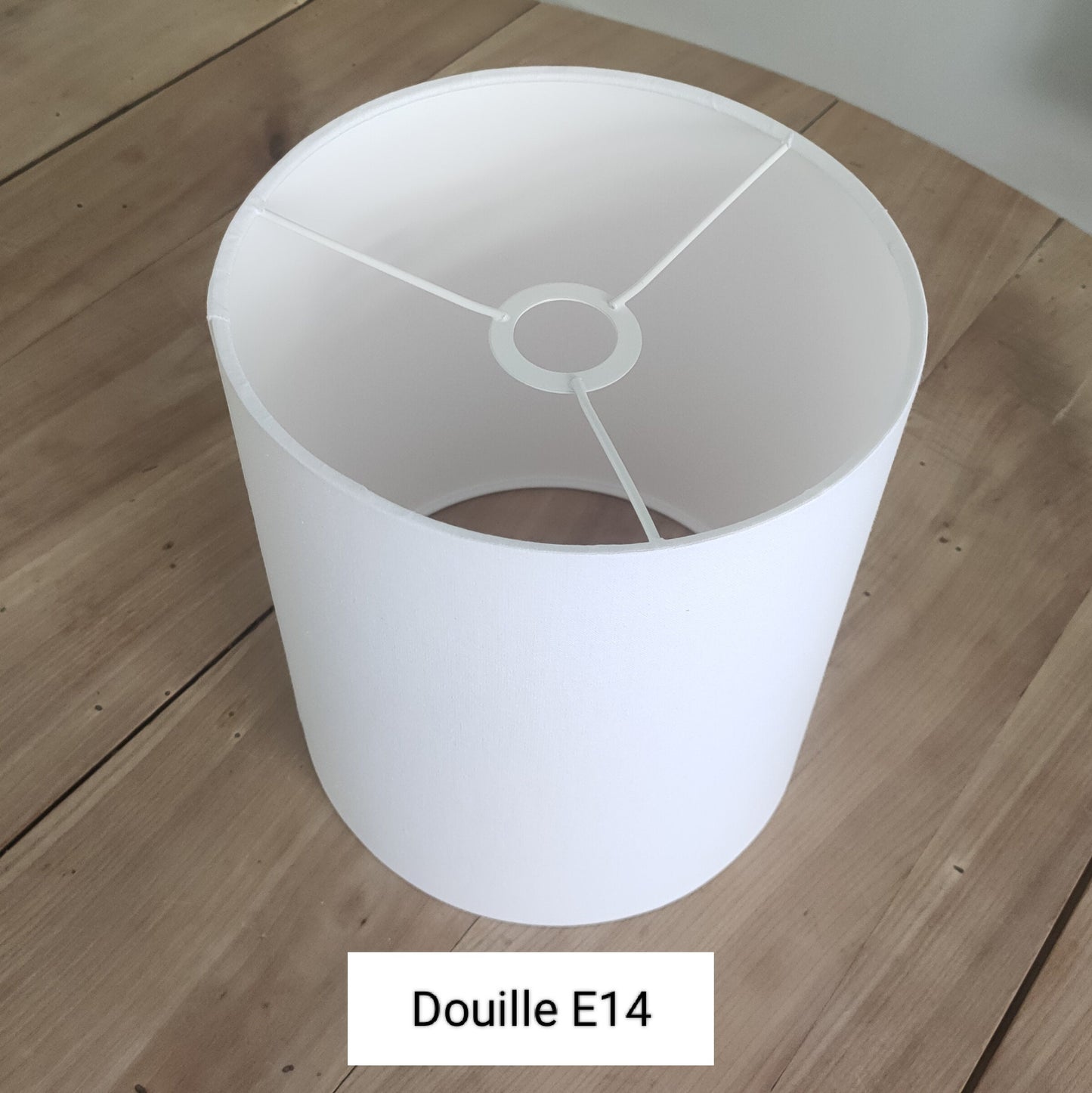 Abat-jour douille E14 opaque rond tube 12/15/18/20 cm en tissu blanc/blanc cassé/écru beige chiné