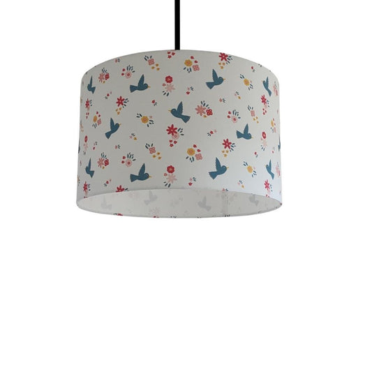 Suspension Oiseaux Abat-jour rond tissu imprimé bébé / enfants pour chambre