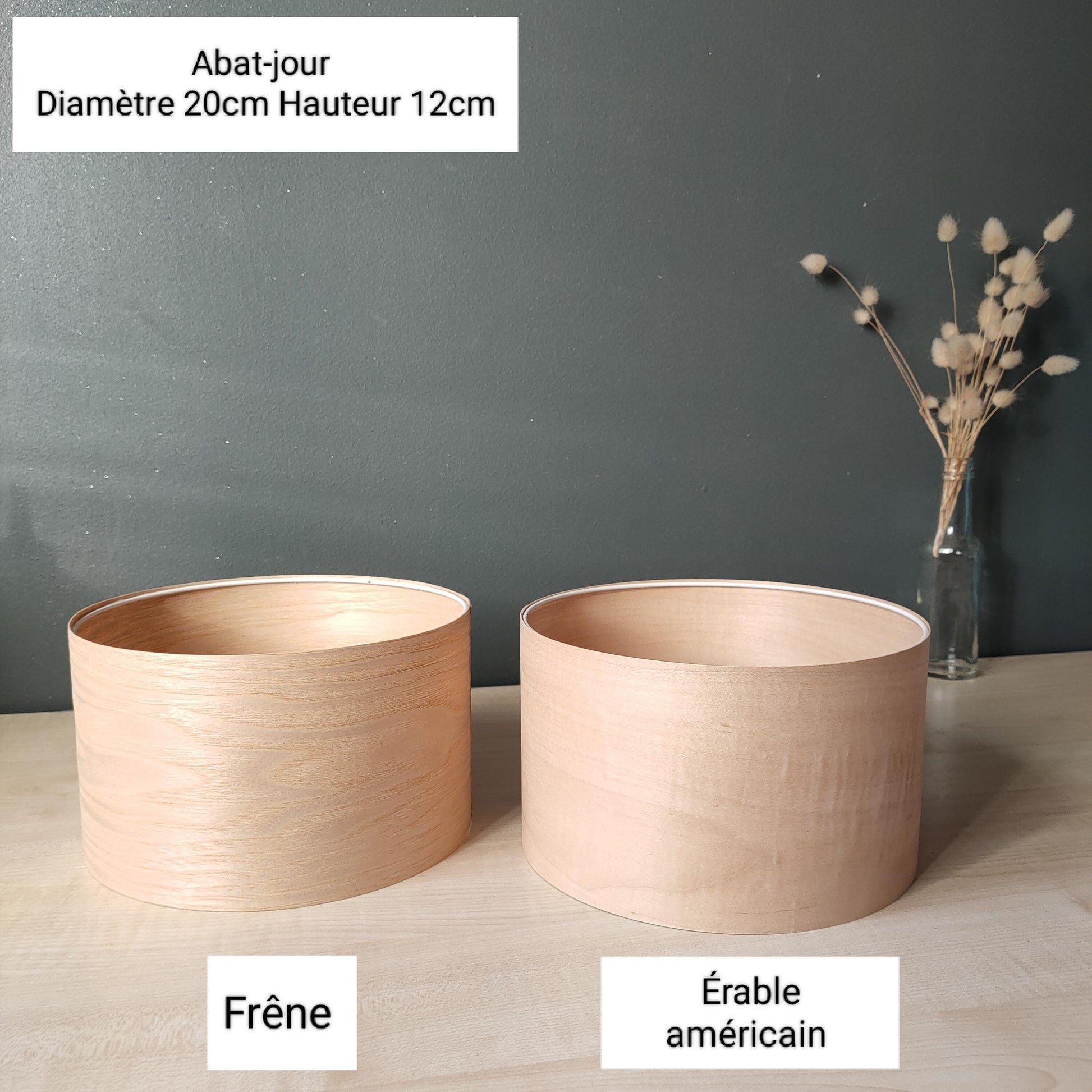 Abat-jour rond en bois de tilleul pour suspension ou pied de lampe / lampadaire