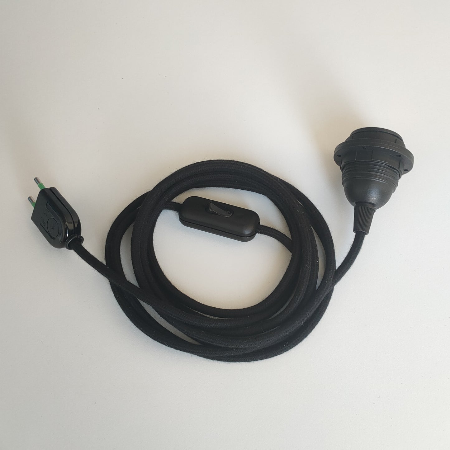 câble électrique pour raccord applique murale demi-lune ou abat-jour douille E14/E27 textile blanc jute jaune rose rouge vert bleu gris noir